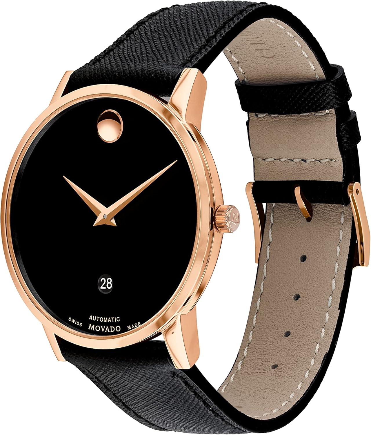 Movado Museum Classic Men's Watch - Swiss Automatic Movement, Calfskin Strap - 3 ATM Water Resistance - Classic, Luxury Fashion Timepiece for Him - 40mm