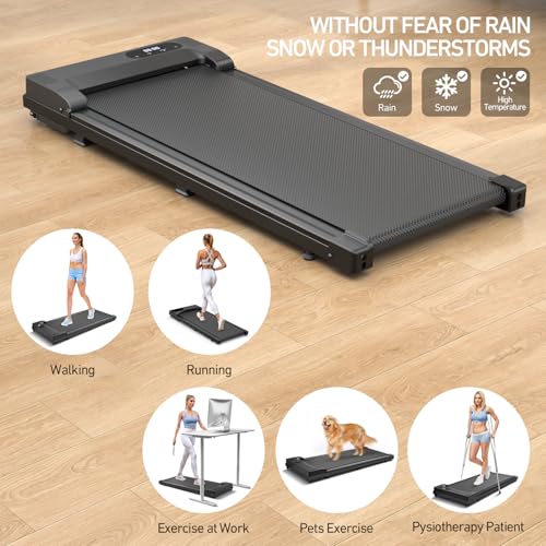 Walking Pad Treadmill Under Desk Treadmill for Home Office, DAEYEGIM 2 in 1 Portable Walking Treadmill with Remote Control, Walking Jogging Machine in LED Display