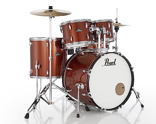 Pearl Roadshow Drum Set 4-Piece Complete Kit with Cymbals and Stands, Charcoal Metallic (RS584C/C706)