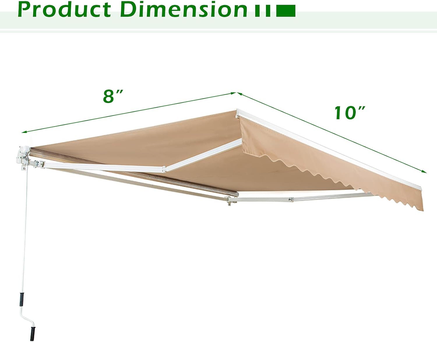 AECOJOY 13'×8' Patio Awning Retractable Sun Shade Awning Cover Outdoor Patio Canopy Sunsetter Market Deck Awnings with Manual Crank Handle, Beige