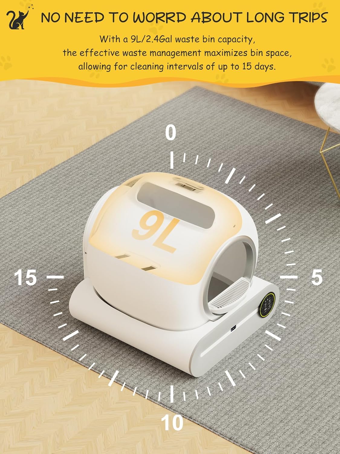 Smart Self-Cleaning Litter Box - 65L+9L Capacity, App Control, and Mess-Free Design for Multiple Cats