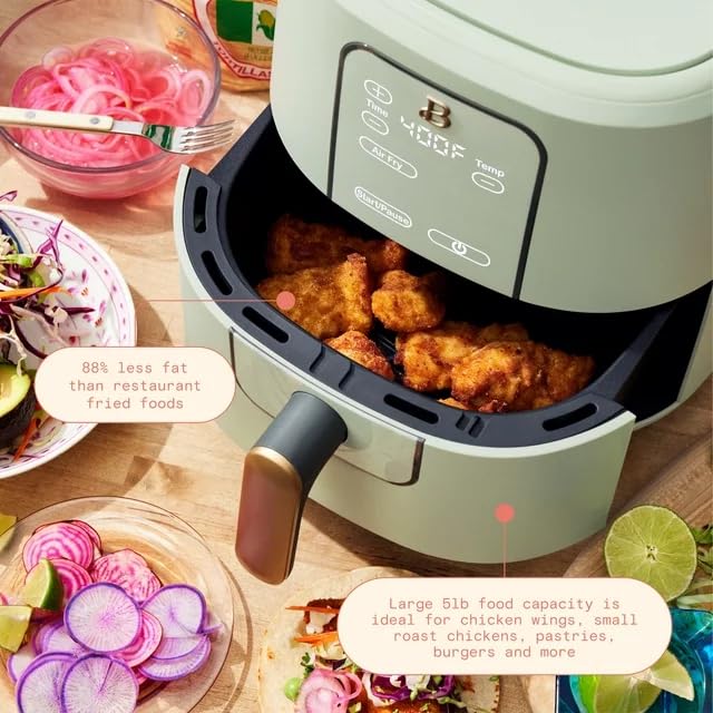 Beautiful 6 Qt Air Fryer with TurboCrisp Technology and Touch-Activated Display, 4 Preset Functions Air fry, Roast, Reheat & Dehydrate, White Icing by Drew Barrymore