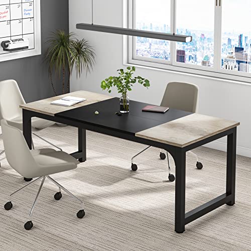 Tribesigns Modern Computer Desk, 63 x 31.5 inch Large Executive Office Desk Computer Table Study Writing Desk Workstation for Home Office, Spliced Desktop, White
