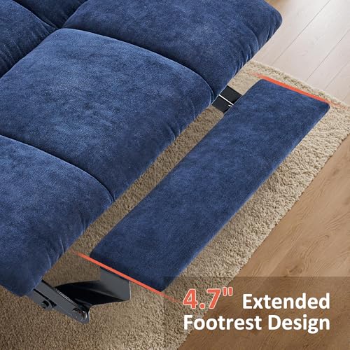 MCombo Power Lift Recliner Chair with Extended Footrest for Elderly People, Fabric 7287 (Navy Blue, Medium)