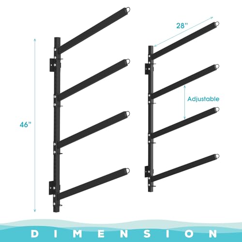 Adjustable Kayak Storage Rack, Freestanding Sup Storage Stand, Weatherproof Canoe Holder, Heavy Duty Paddleboard Bracket, Surfboard Bracket for Indoor, Outdoor, Garage, Shed, Dock