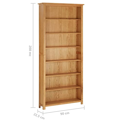 7-Tier Bookcase,Standing Shelf,Book case,Shelving Unit,Wooden Shelf,Cube Shelf,for Living Room, Office, Study, Hallway, Easy to Assemble, 35.4"x8.8"x78.7" Solid Oak Wood