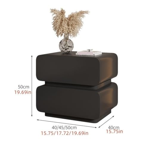 Bedroom Modern Bedside Table, Nightstand with 2 Drawers, Cream Style Simple Modern Solid Wood Bedside Table, Bedside Table, Wooden Nightstand, Modern Bedside Table(White,15.75*15.75*19.69in)