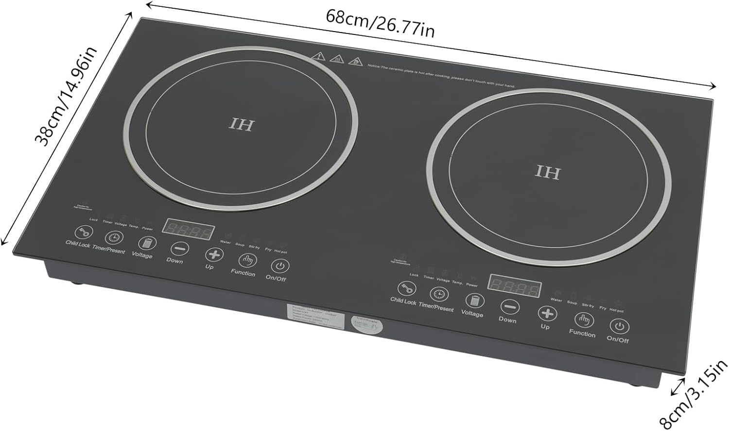 Dual Induction Cooktop, 2400W Portable Digital Electric Countertop Dual Stove Burner Stove Hot Plate, Touch Sensor Controlled Stove Dual Hot Plate 8-speed Firepower 110V