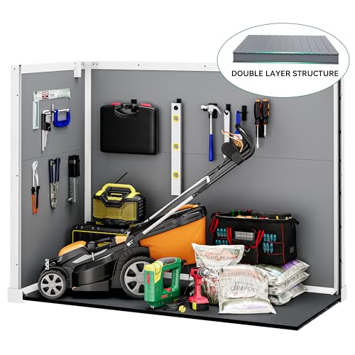 DWVO 5x3 FT Outdoor Storage Shed with Reinforced Floor, All-Weather Resin Storage Shed with Lockable Door & Window, Waterproof Plastic Tool Storage for Garden, Backyard, Patio, Lawn