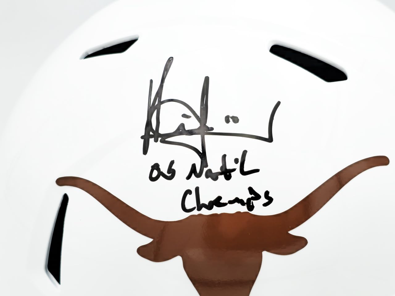 Vince Young Autographed Texas White Full Size Replica Speed 2021 Helmet "05 Nat'l Champs" Beckett BAS Witness Stock #228069