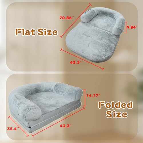 UVIPC Human Dog Bed Foldable Dog Bed for People，Giant Human Dog Foldable Bed for Adult ，Human Size Dog Bed with Soft Blanket Pillow