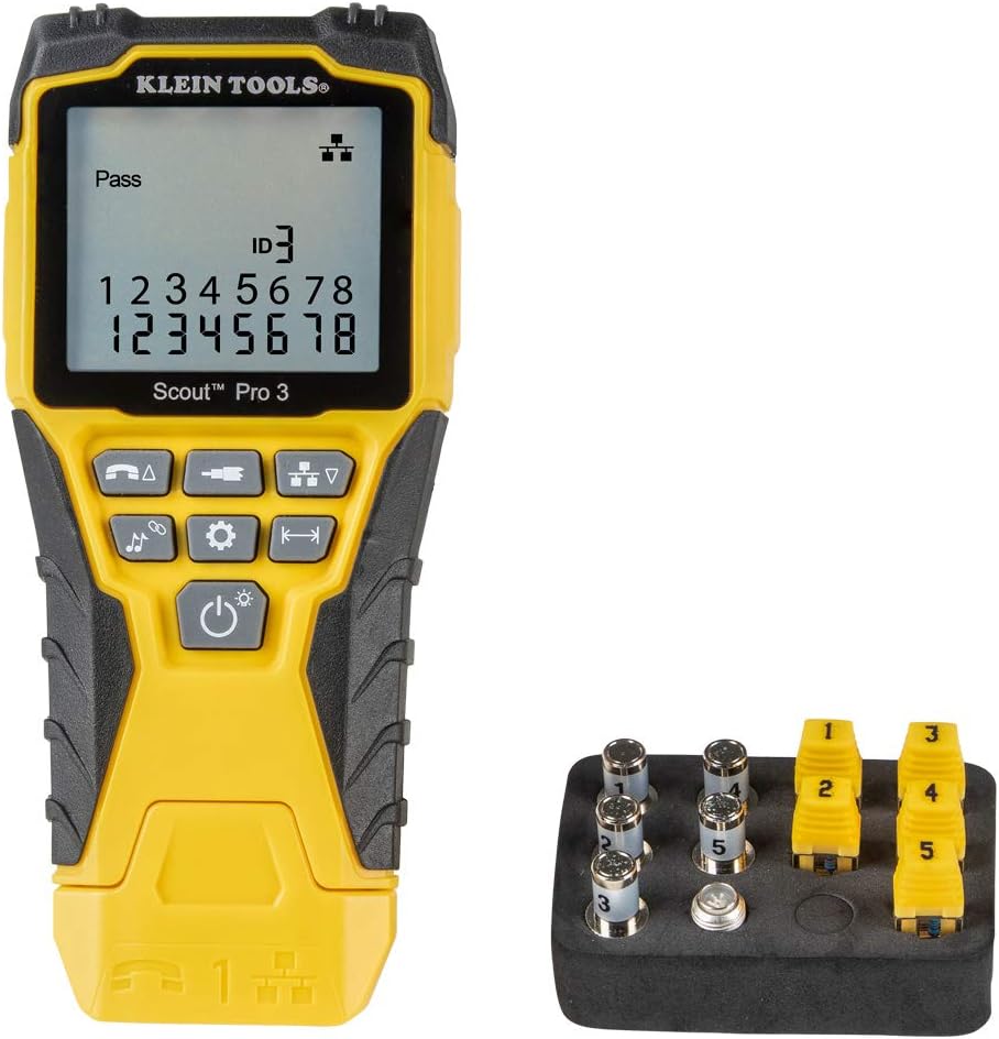 Klein Tools VDV501-853 CoaxialCable Tester, Scout Pro 3 with Test-n-Map Remote, Includes Remotes #2 - #6, Tests Voice, Data and Video Cable