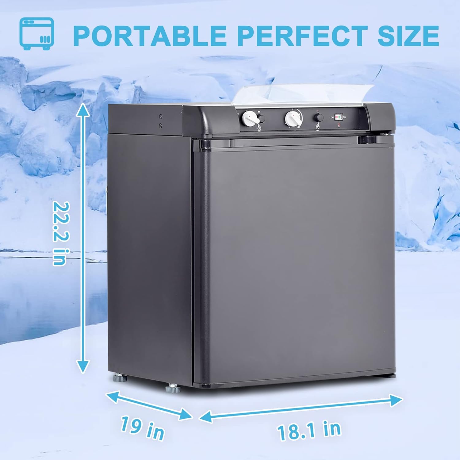 Techomey Propane Refrigerator for camper, Propane Fridge 1.4 Cu.Ft, Gas Refrigerator 12 V/110V/GAS LPG, 3 Way Refrigerator, Quiet Compact Rv Refrigerator for Semi Truck, Truck, Camper Van, Rv, Garage, Black