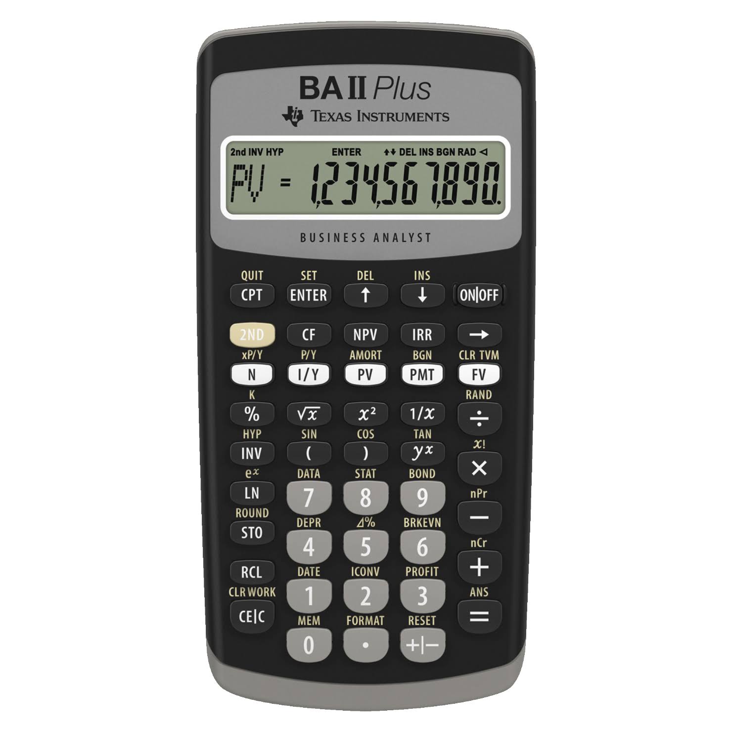 Texas Instruments TI BA-II Plus Financial Calculator - 10 Digits - Black