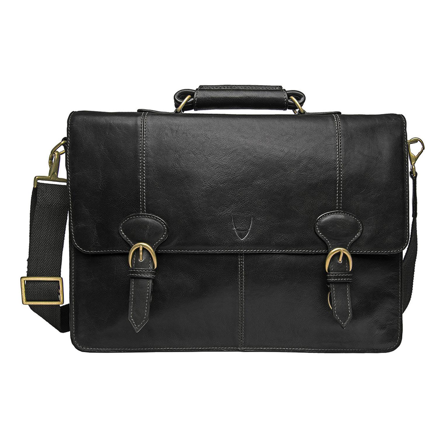 Hidesign Parker Leather Laptop Briefcase Black