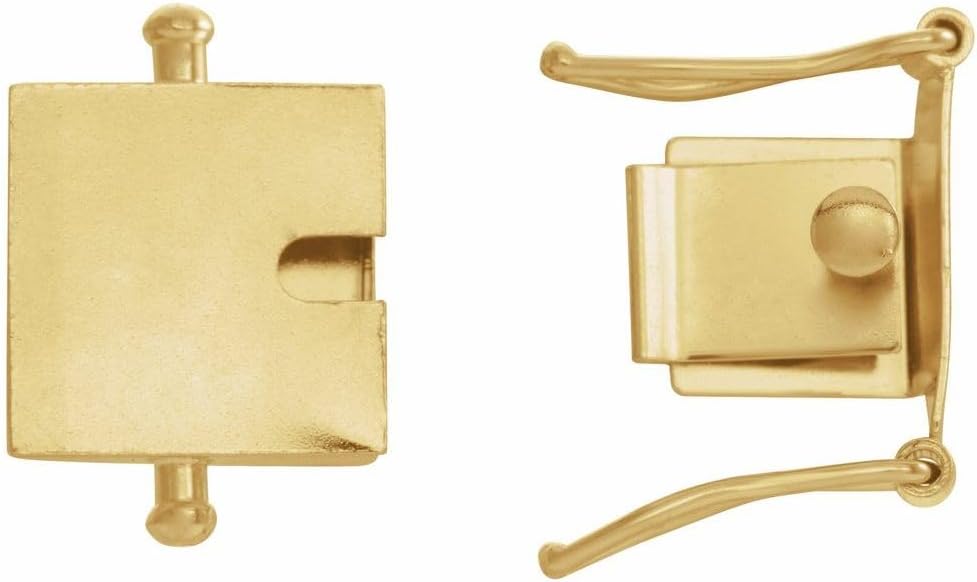 Semi-Polished 14k Yellow Gold Box Clasp with Double Safety Finished Finding Component Fine Jewelry for Women Gifts for Her (Mounting Only, Not All Stones Included)