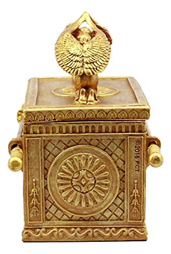 Ebros Gift Large Matte Gold Holy Ark Of The Covenant With Ten Commandments Rod of Aaron and Manna Religious Decorative Figurine Box Furniture Collectible Judaic Historical Accent (1:2 Scale 42" Long)