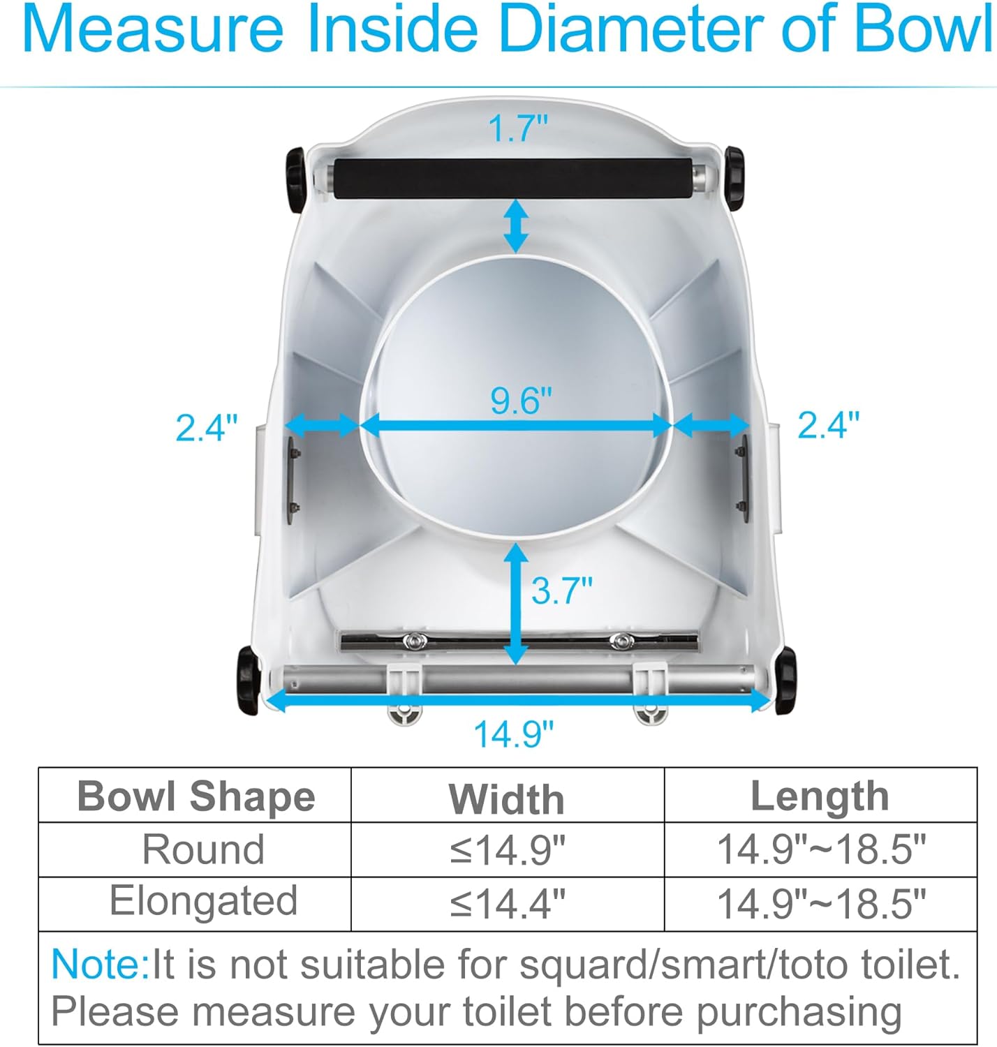 REAQER Raised Toilet Seat with Removable Handles, 5.9" Elevated Toilet Seat Riser Medical Supplies & Equipment for Handicap, Elderly, Hip Replacement After Surgery Height Adjustable