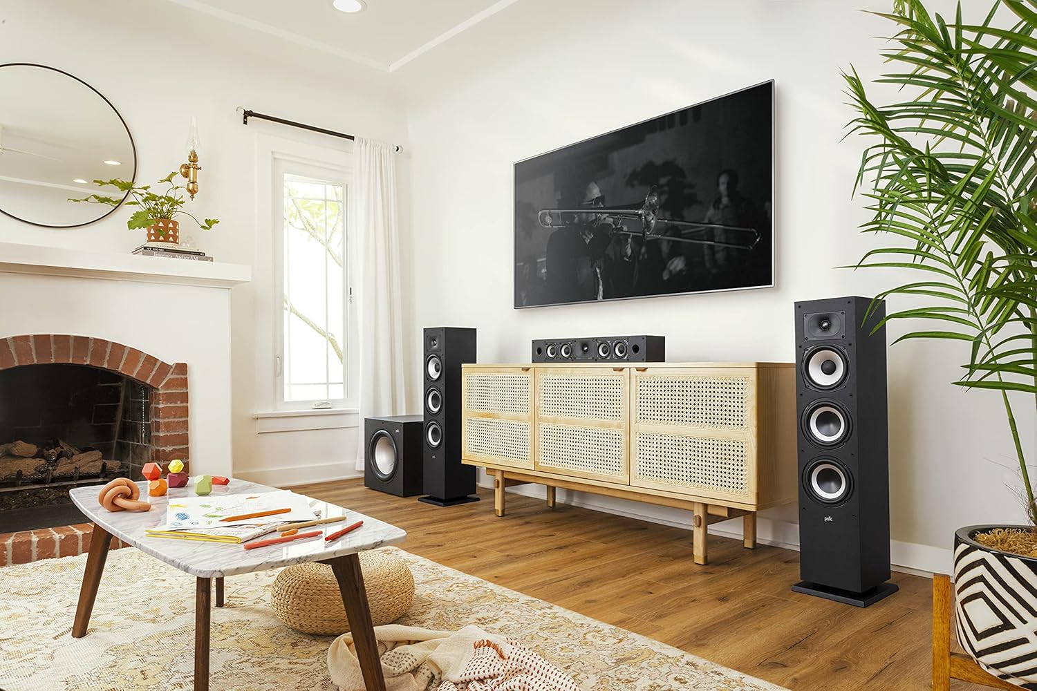 Polk Monitor XT35 Slim Center Channel Speaker - Hi-Res Audio Certified, Dolby Atmos & DTS:X Compatible, 1" Terylene Tweeter & Four 3" Dynamically Balanced Woofer, Wall-Mountable, Midnight Black