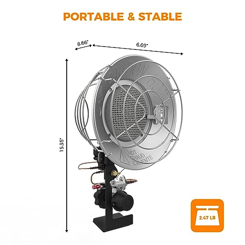Propane Tank Top Heater, CAMPLUX Outdoor Tanktop Heater with Tip-Over Switch for Garage, Camping, Hunting, Double Burner Heavy Duty Steel 30,000 BTU