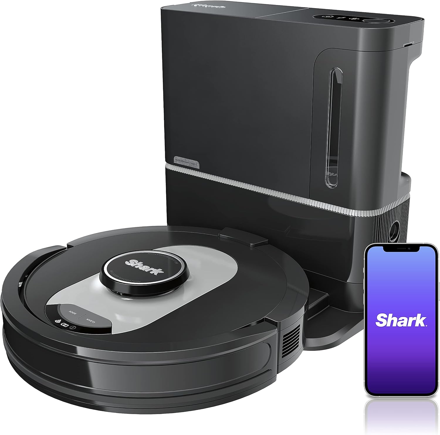 Shark AV2501AE AI Robot Vacuum with XL HEPA Self-Empty Base, Bagless, 60-Day Capacity, LIDAR Navigation, Perfect for Pet Hair, Compatible with Alexa, Wi-Fi Connected, Carpet & Hard Floor, Black