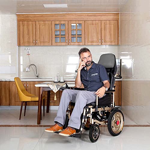 Heavy Duty Electric Wheelchair for Adults, Automatic Reclining Powered Wheelchairs with Flip-Back Armrest & Swing-Away Leg Rests, All Terrain Foldable Motorized Wheel Chair with Headrest,Grey