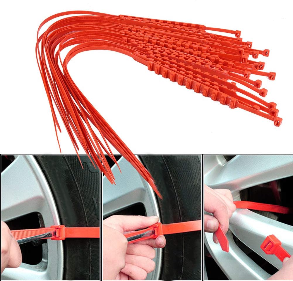 Acouto 78cm Snow Chains Anti-Skid Emergency Snow Tire Chains 20pcs Portable Emergency Traction Snow Mud Chains Nylon Anti Slip Tire Straps Security Chains with Gloves for Car Truck SUV Winter Driving