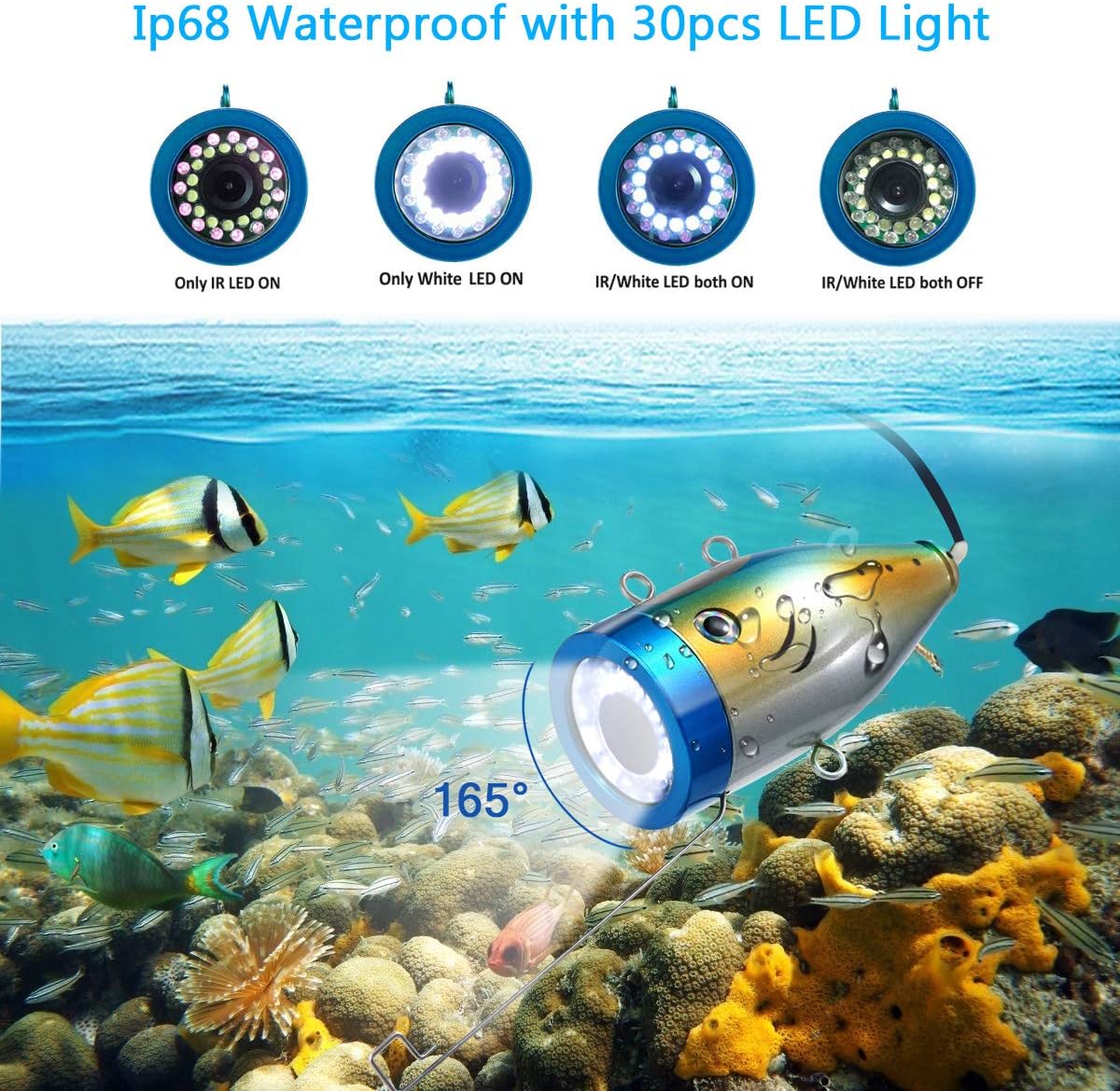 Fishing Camera, Anysun Underwater Fishing Camera with DVR 9 inch Color Monitor HD 1000TVL Fishing Finder Professional Underwater Viewing Camera with 30m/100ft Cable for Ice, Lake, Boat, Sea Fishing