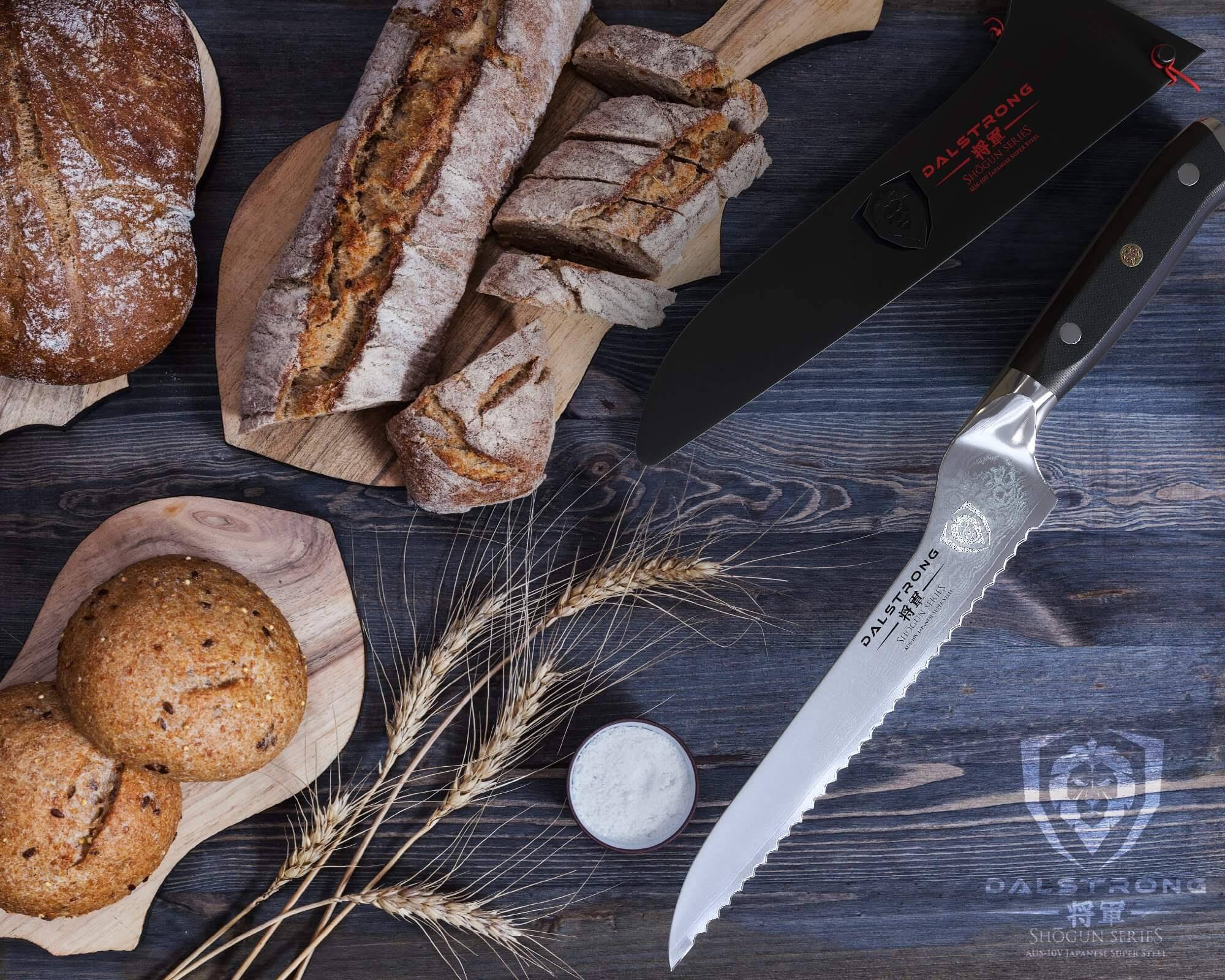 Dalstrong Serrated Offset Bread and Deli Knife- Shogun Series - Damascus - Aus-10v Japanese Super Steel - Vacuum Treated- 8 inch