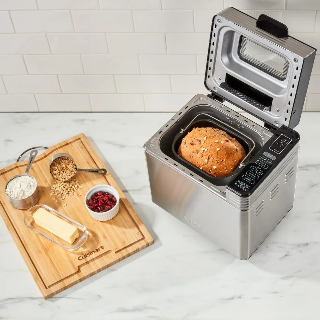 Convection Bread Maker Machine-16 Menu Options, 3 Loaf Sizes up to 2lbs, 3 Crust Colors-Includes Measuring Cup + Spoon & Kneading Hook, CBK-210, 12.25" x 8.85" x 13", Stainless Steel