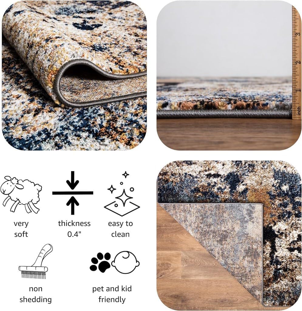 Keen Home Design Area Rugs - 6x9 Non-Shedding, Abstract Rugs for Kitchen, Living Room, Bedroom, Dining Room, Entryway - Size: 5'11" x 9'2", Multi