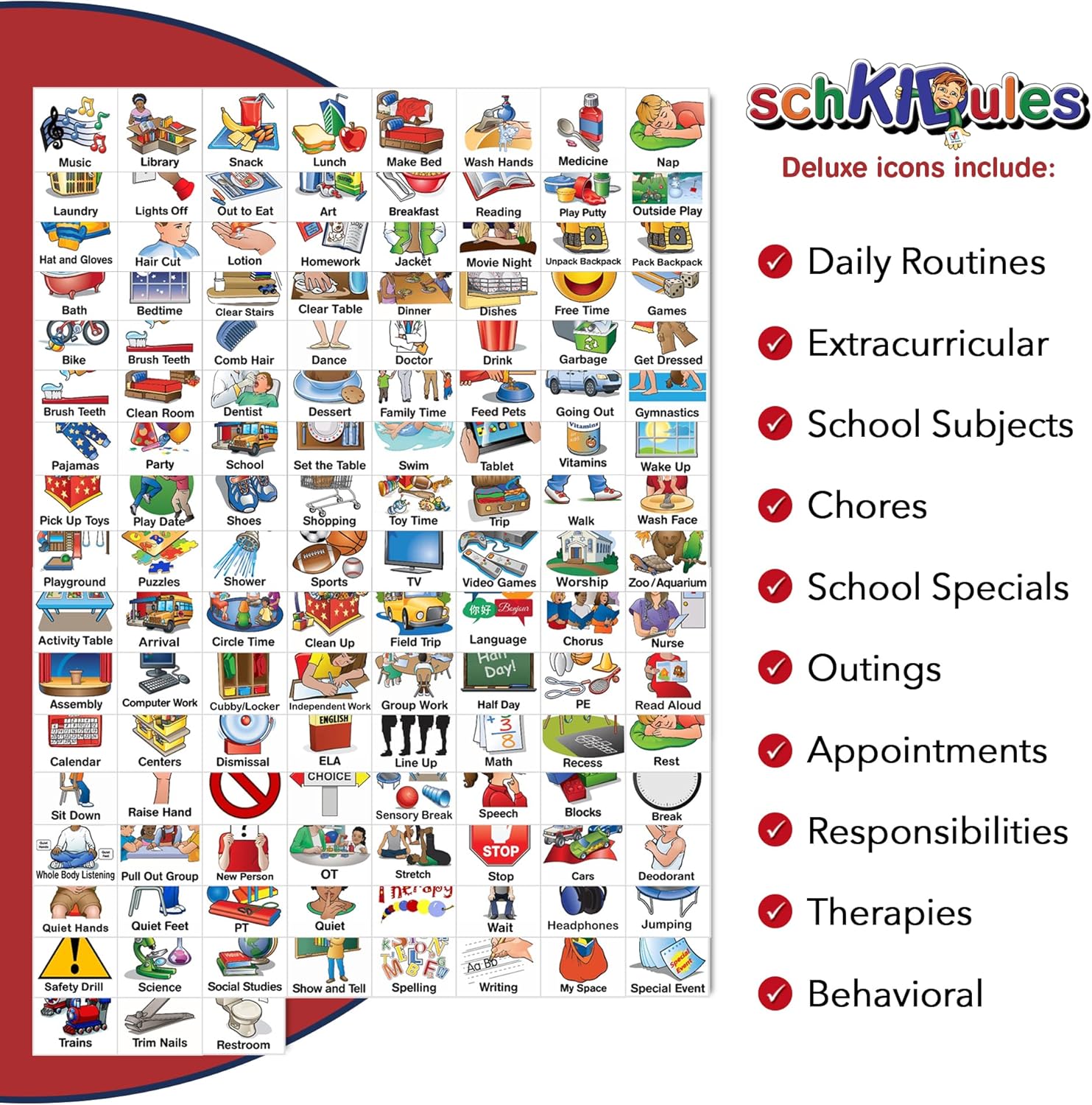 SchKIDules Visual Schedule for Kids Deluxe Bundle Daily Activity Chart / Weekly Progress Chart, 2-Sided Trifold Magnet Board & 189 Magnetic Picture Cards (for Preschool, Children, Toddlers, Autism) Pack of 2