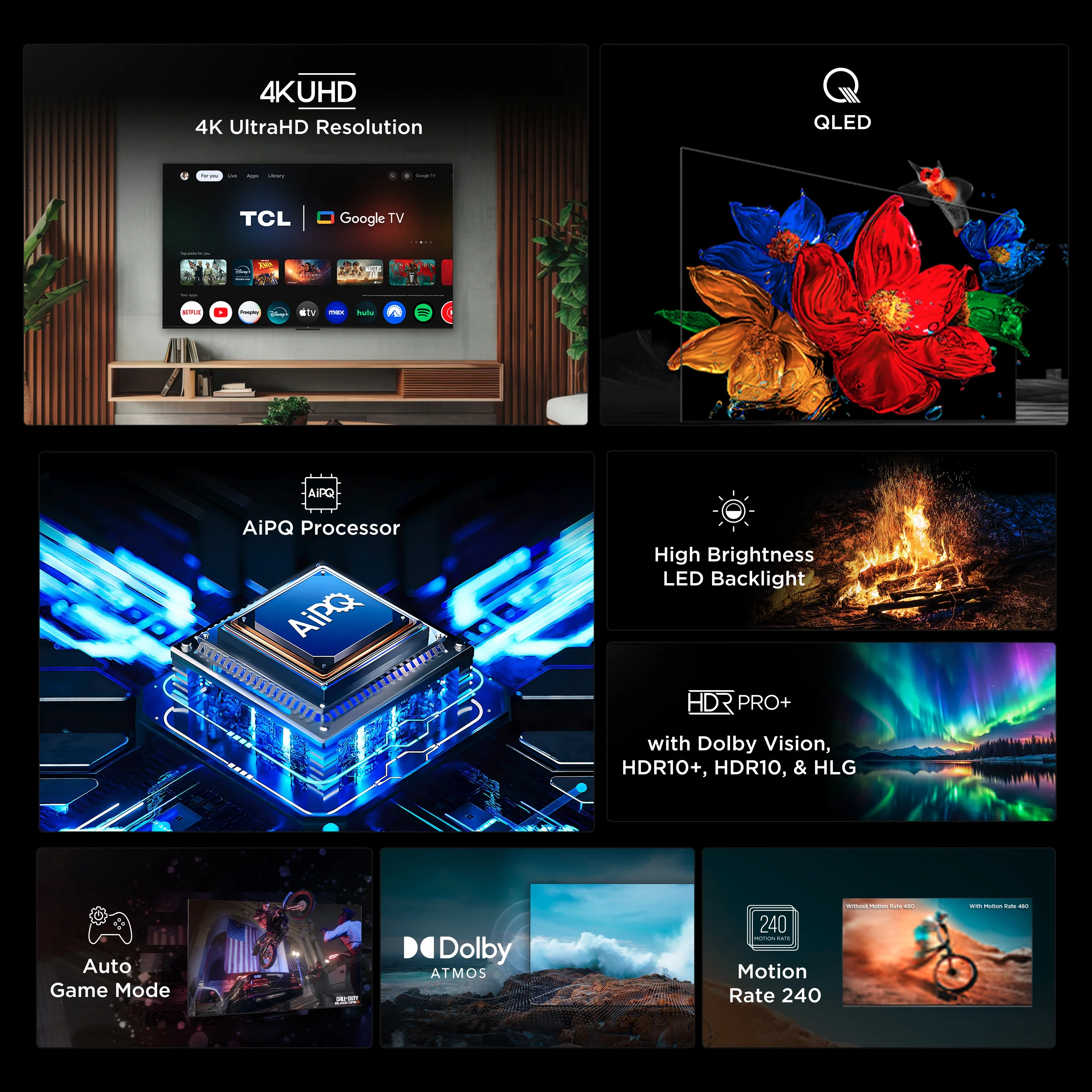 TCL 65" Q Series QLED 4K UHD HDR Smart Google TV (NEW 2025) - Dolby Vision, Dolby Atmos, Motion Rate 120, HDR 10+, Auto Game Mode - 65Q51K
