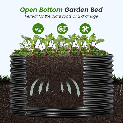 Land Guard 8x4x3ft Oval Galvanized Raised Garden Beds, Large-Capacity Metal Planter Box Outdoor, Durable Deep Raised Garden Bed 3ft Tall, Raised Beds for Gardening Vegetables, Cream Yellow