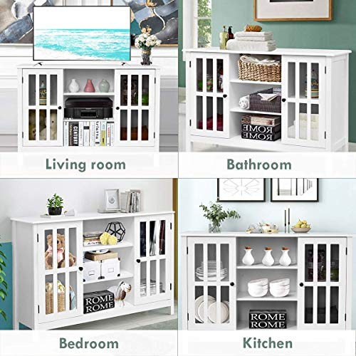 45" TV Stand Console Storage Cabinet, Wood Multipurpose Organizer Entertainment Media Console Center Home Living Room Furniture (Brown)