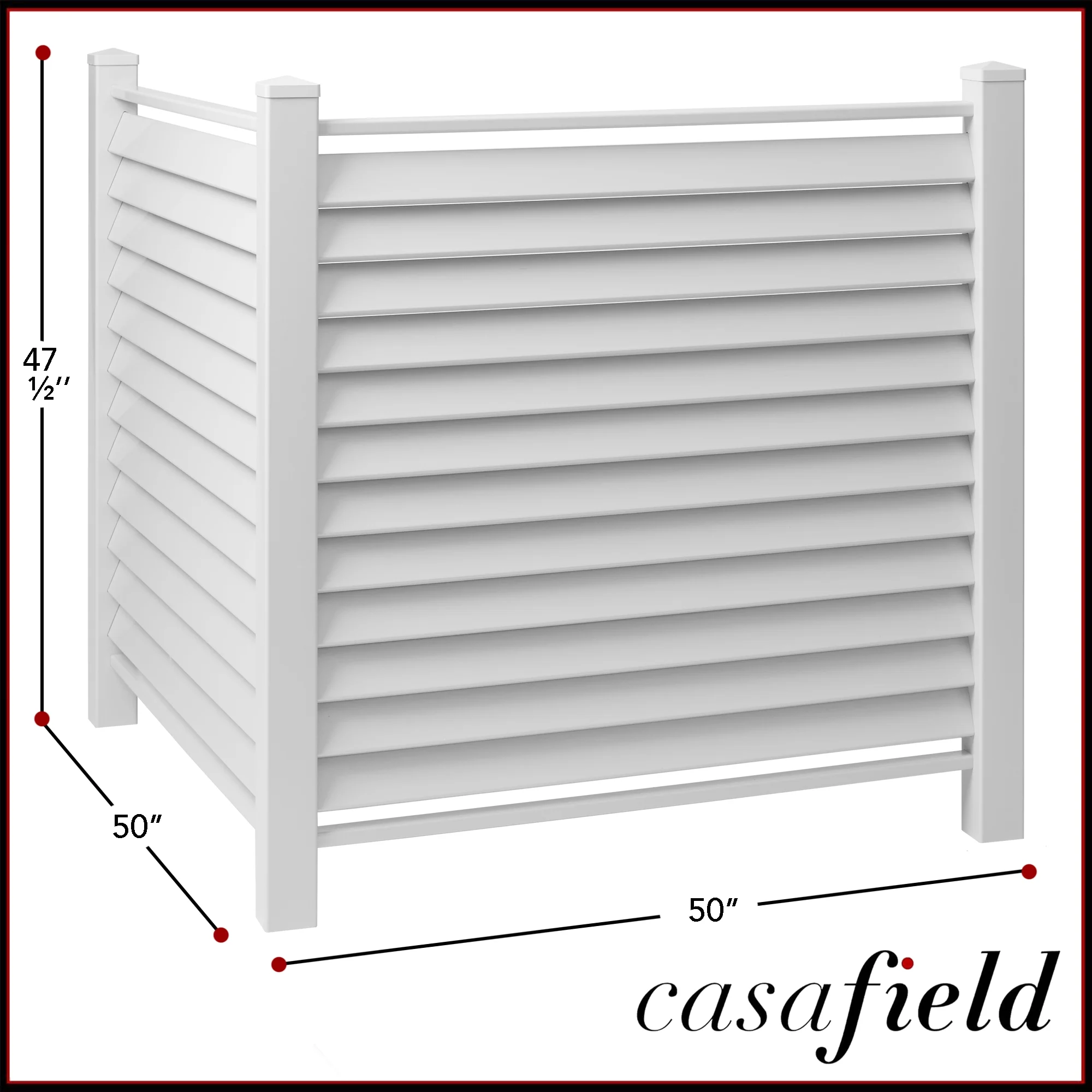 Casafield 48" x 48" Louvered Privacy Screen - Outdoor Vinyl Panels - White