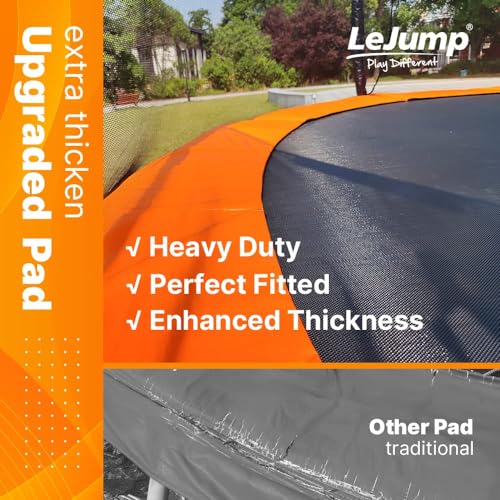 LeJump Outdoor Springless Trampolines 14FT 12FT 10FT Non-Spring ASTM Approved Recreational Big Trampoline with Enclosure Net Best Choice Outdoor Trampoline for Adults and Kids