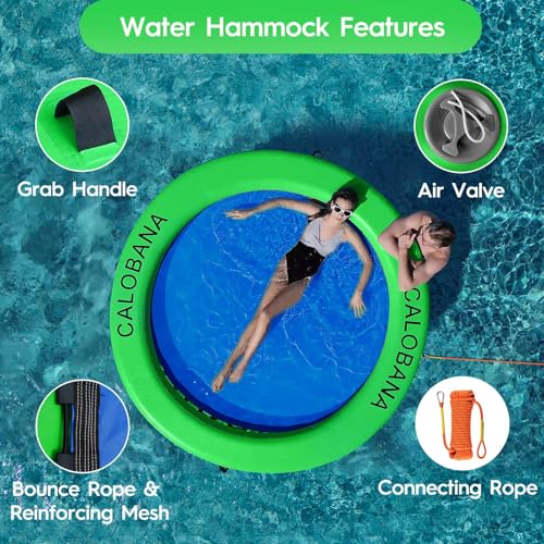 Round Floating Ring Inflatable Water Hammock Heavy Duty River Floats Lake Raft for Adults Tanning Pool Lounger Float Island Platform Pad Mat for Party