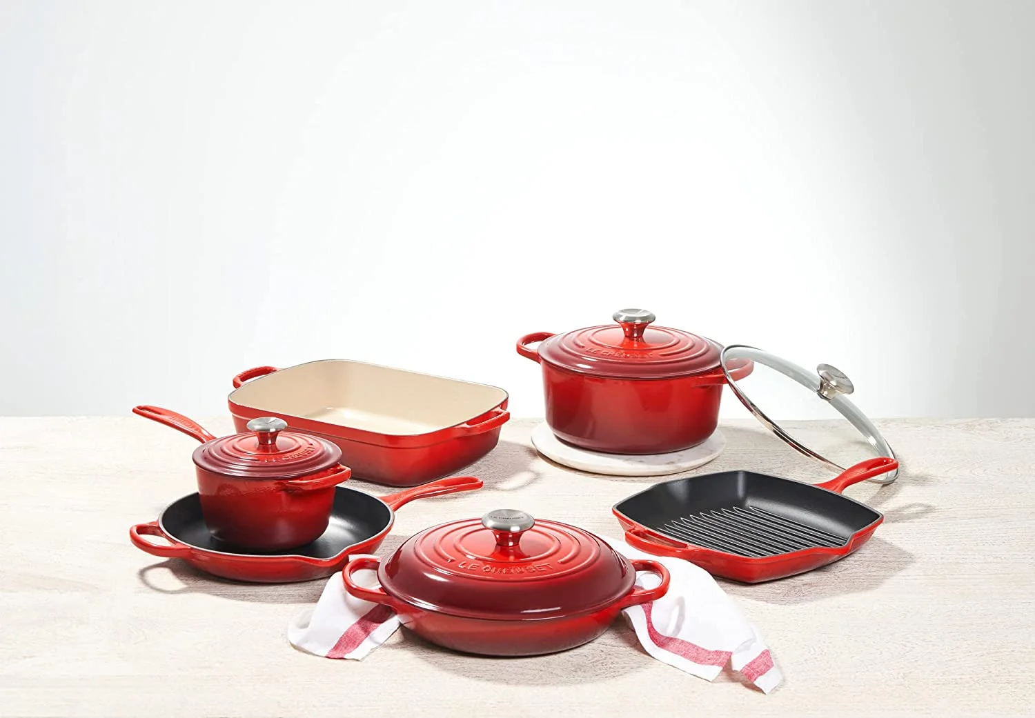 Creuset Signature Enameled Cast Iron Cookware Set  7-Piece  Marseille
