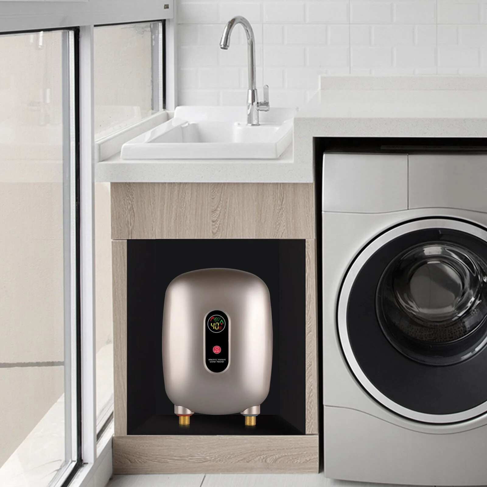DENEST Mini Instant Electric Hot Water Heater for Kitchen Bathroom Shower Sink 3000W