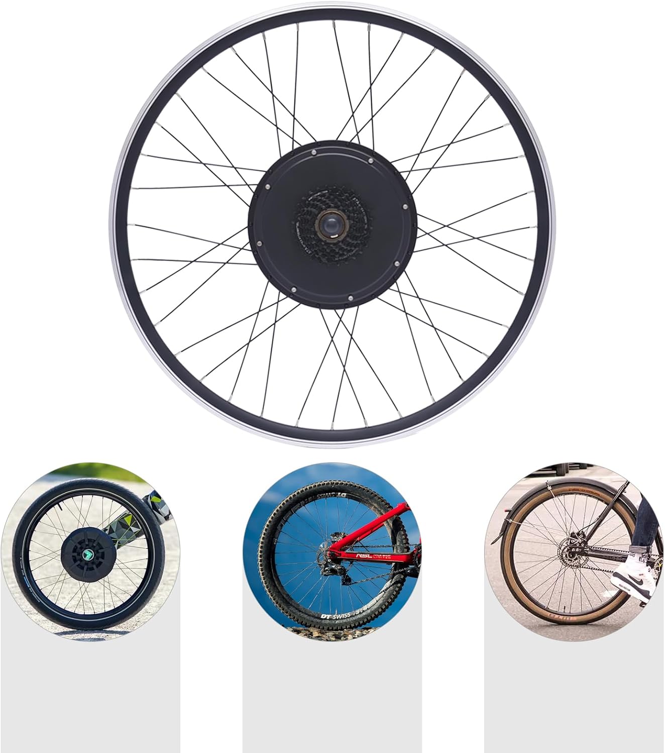 Electric Bicycle Motor Kit Lemoeyes 28"/29''/700C Rear Wheel Hub 48V 1000W E-Bike Conversion Kit with LCD Display 5 Gears Speed Dual Mode Controller Cycling Hub Conversion