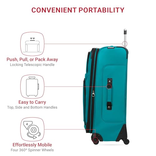 SwissGear Sion Softside Expandable Luggage, Black, Checked-Large 29-Inch