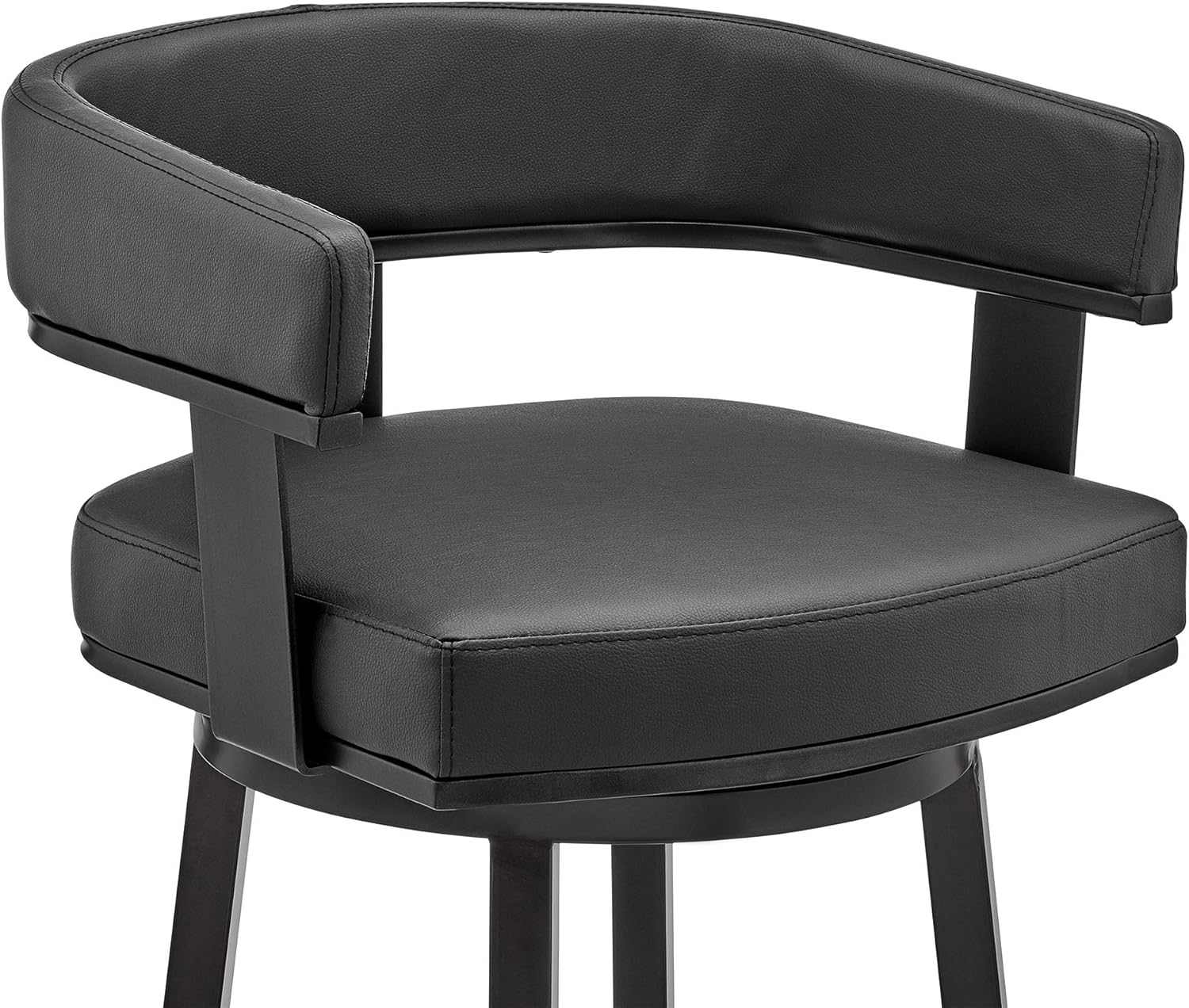 Armen Living Cohen 30" Bar Height Swivel Bar Stool in Black Finish and Black Faux Leather