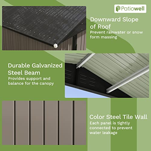 Patiowell 3 x 3 FT Outdoor Storage Shed,Small Garden Tool Storage Shed with Sloping Roof and Single Lockable Door, Outdoor Shed for Backyard Garden Patio Lawn, Grey