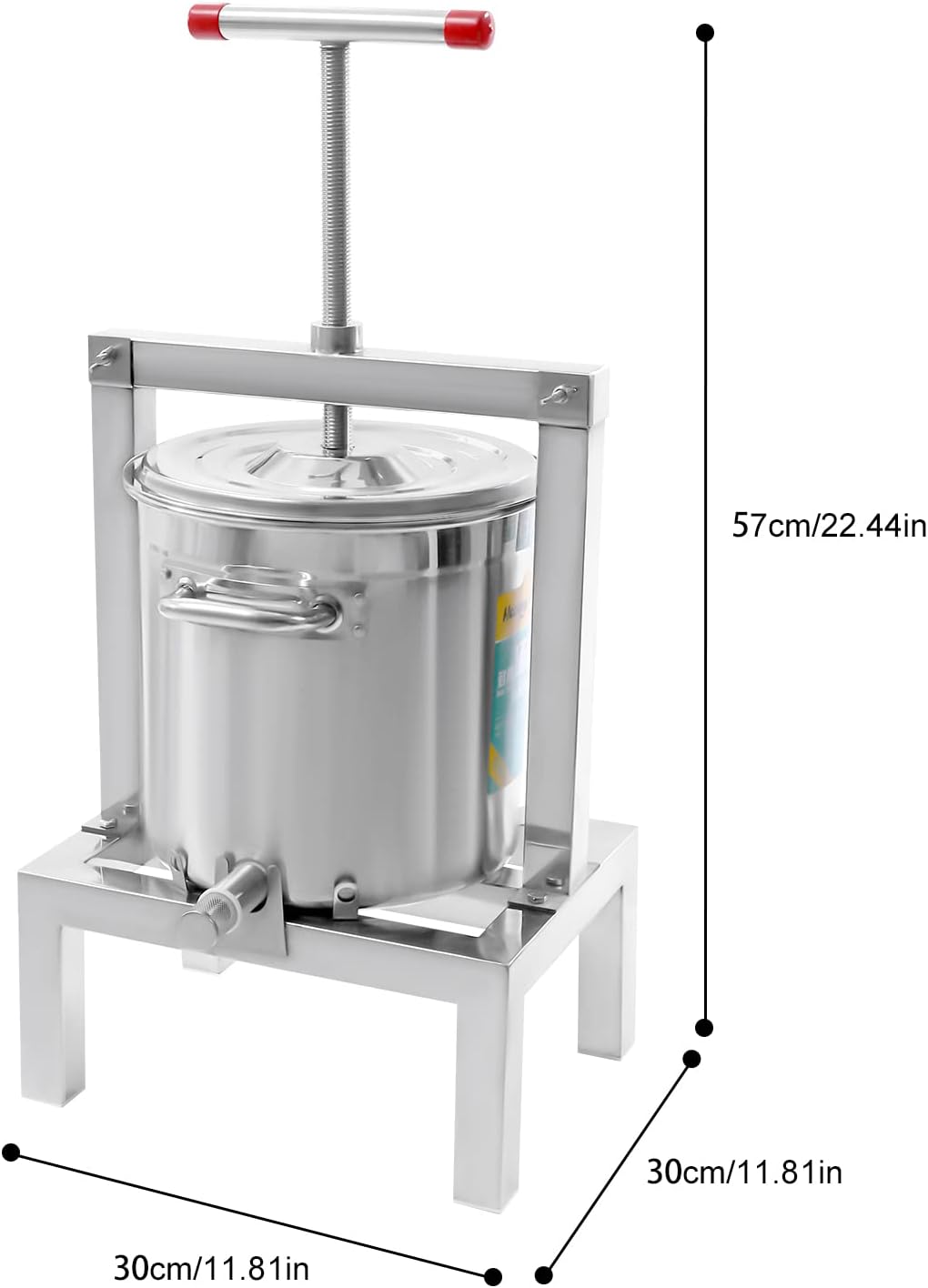 2.6 Gal Fruit Wine Press Stainless Steel Juice Maker Cider Press Large Fruit Honey Presser Vegetables Olive Oil Press Manual Grape Press Extractor for Wine Juice Making