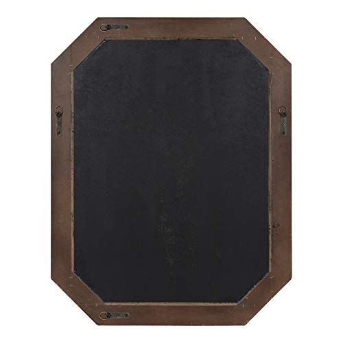 Kate and Laurel Palmer Large Rustic Octagon Wall Mirror, 36" x 28", Coastal Blue and Rustic Brown, Distressed Two-Tone Farmhouse Wall Accent