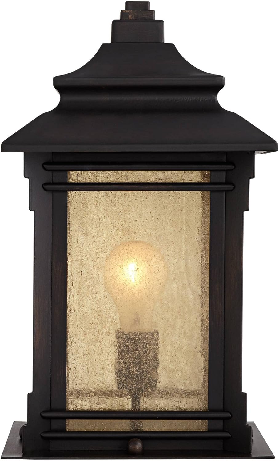 Franklin Iron Works Hickory Point Rustic Farmhouse Outdoor Pier Mount Light Fixtures Set of 2 Walnut Bronze 16 1/2" Frosted Cream Glass for Exterior Barn Deck House Porch Yard Patio Outside Garage