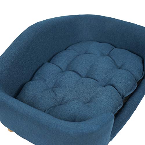 GDFStudio Mid Century Small Plush Pet Bed, Dark Gray and Natural Finish