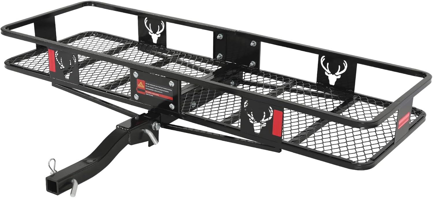 MYCAN Hitch Mount Cargo Carrier 60x20x6 Trailer Hitch Cargo Carrier Folding Shank Fits 2 Receiver Hitch Cargo Rack Hitch Basket Cargo Carrier 500 lbs Capacity