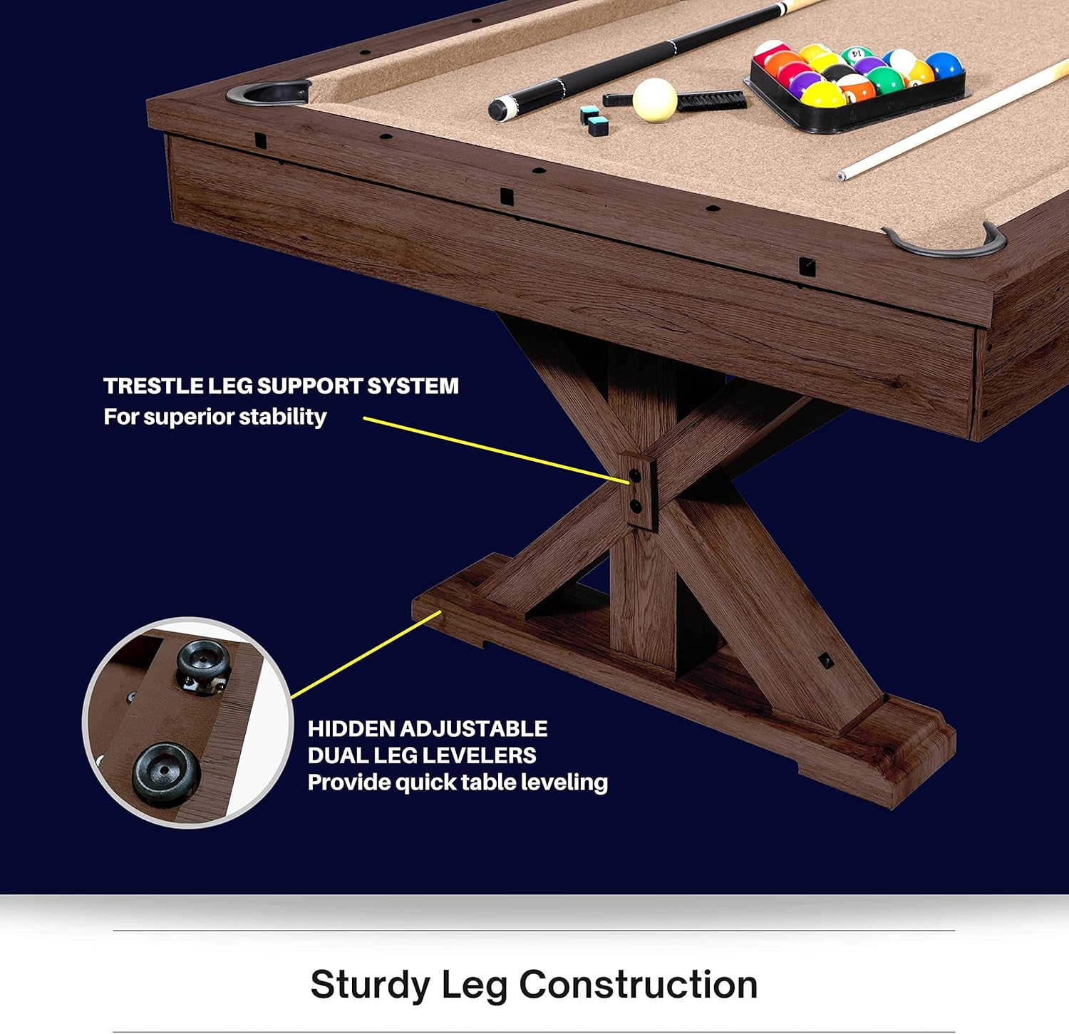 7 FT 3 in 1 Multi Game Pool Table with Dining Top Pool Table Ping Pong Table Combo, Includes Pool Table Accessories and Tennis Paddles
